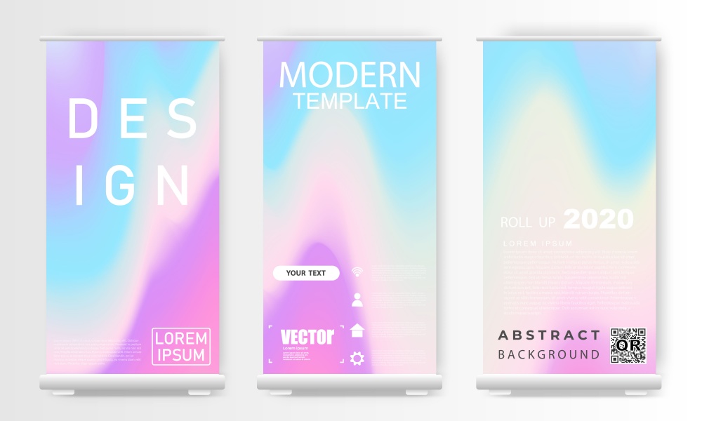 Abstract mockup colorful gradient background roll up concept for your graphic colorful design, Layout Design Template,