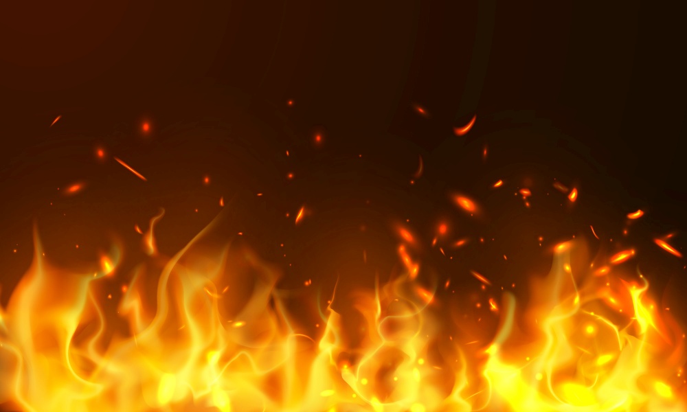 Burning red hot sparks realistic fire flames abstract background