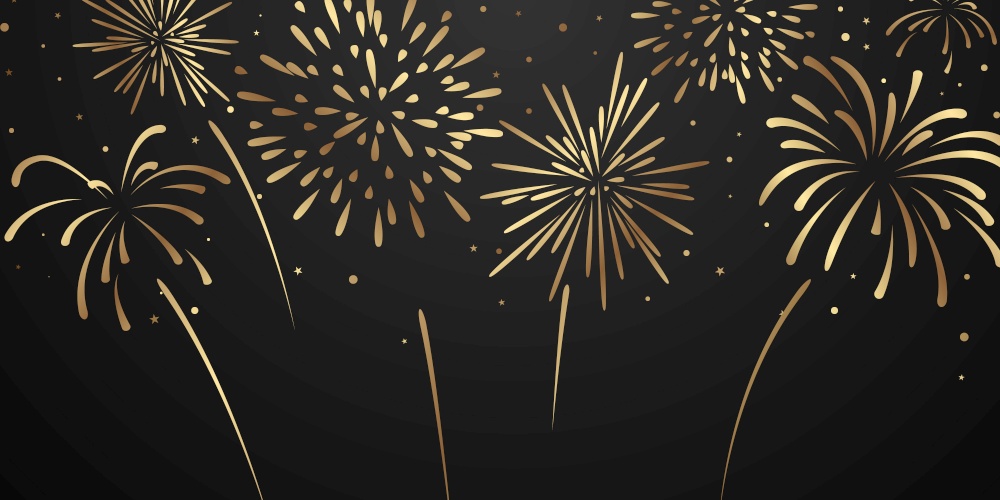 Celebration background template with fireworks gold. luxury greeting rich card.