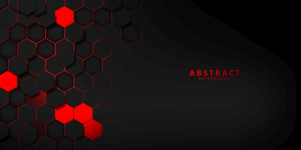 abstract black red Hexagon texture sports Vector illustration. geometric background. Modern shape concept.