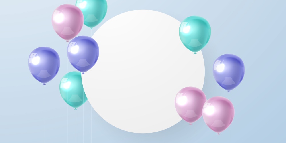 balloons Colorful celebration frame background.