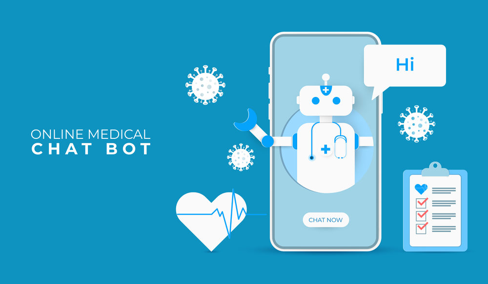 Digital technology with artificial intelligence. mobile application online medical with chat bot. paper art vector illustration.
