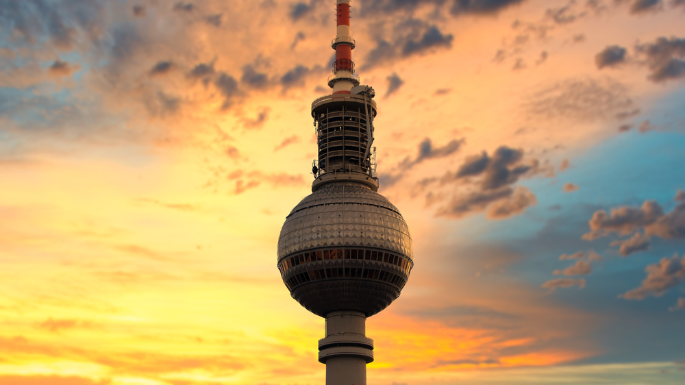 Berlin, Germany - The famous Berlin TV tower at sunset