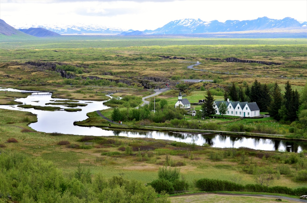 Oldest parlament Pingvellir on Golden Circle in Iceland, view to an amazing nature and landscape with nothern weather