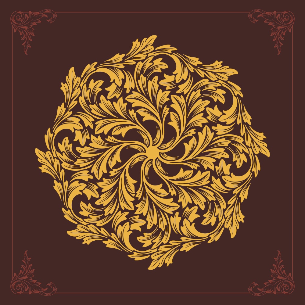 Beatiful Mandala ornaments design flourish vector Gold color for tour elements