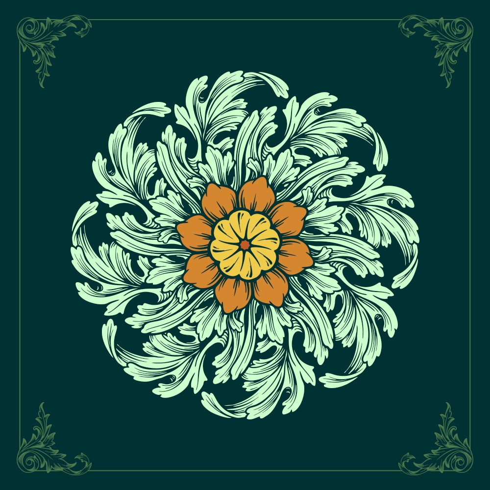 illustration Mandala ornaments design floral vector green color