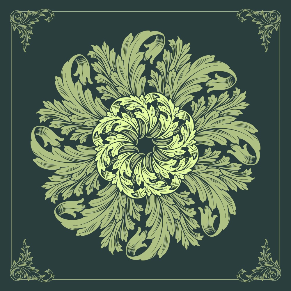 MANDALA ornaments design floral vector green background