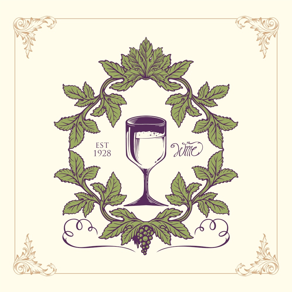 illustration of a glasses wine purple design vector frame