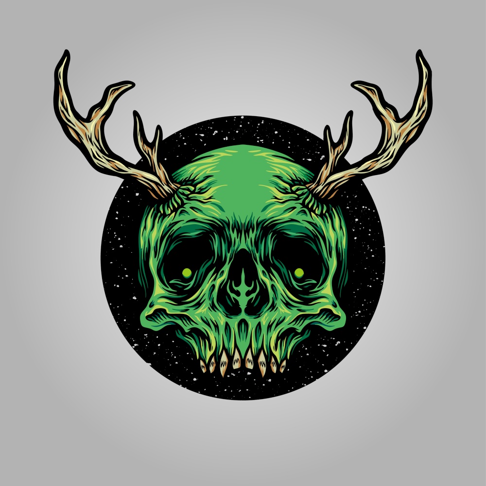 skull horn deer Illustrations for your work clothing merchandise Business
