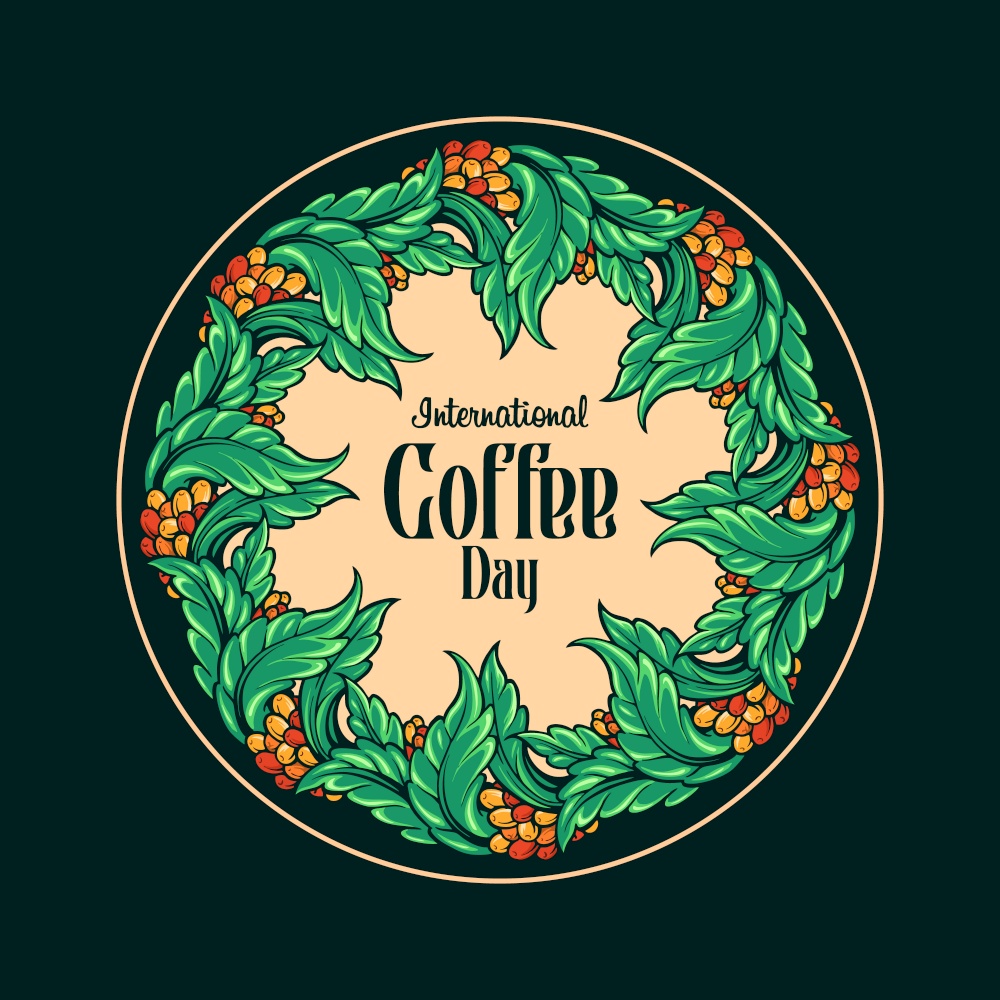 International Coffee Day Botany vintage Illustrations for poster publication