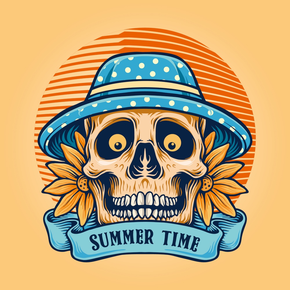 Summer Time Sugar Skull with Banner