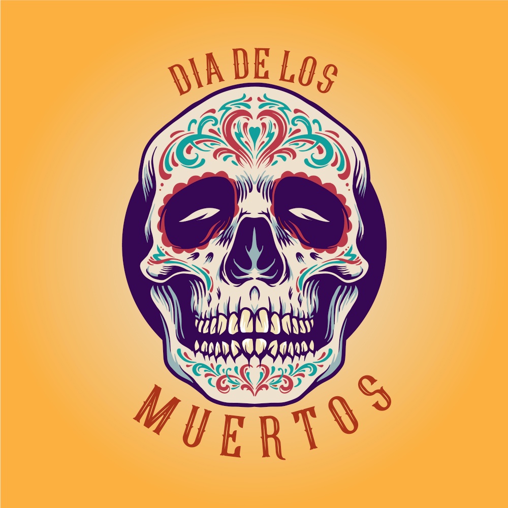 Mexican Sugar skull Dia De Los Muertos Illustrations for merchandise