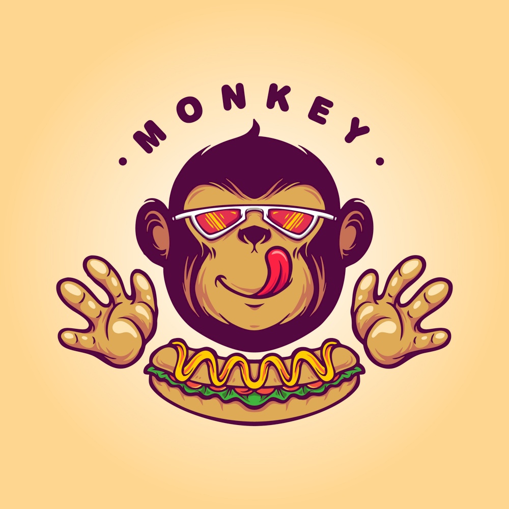 Monkey Logo Hotdog Food for your restaurant business
