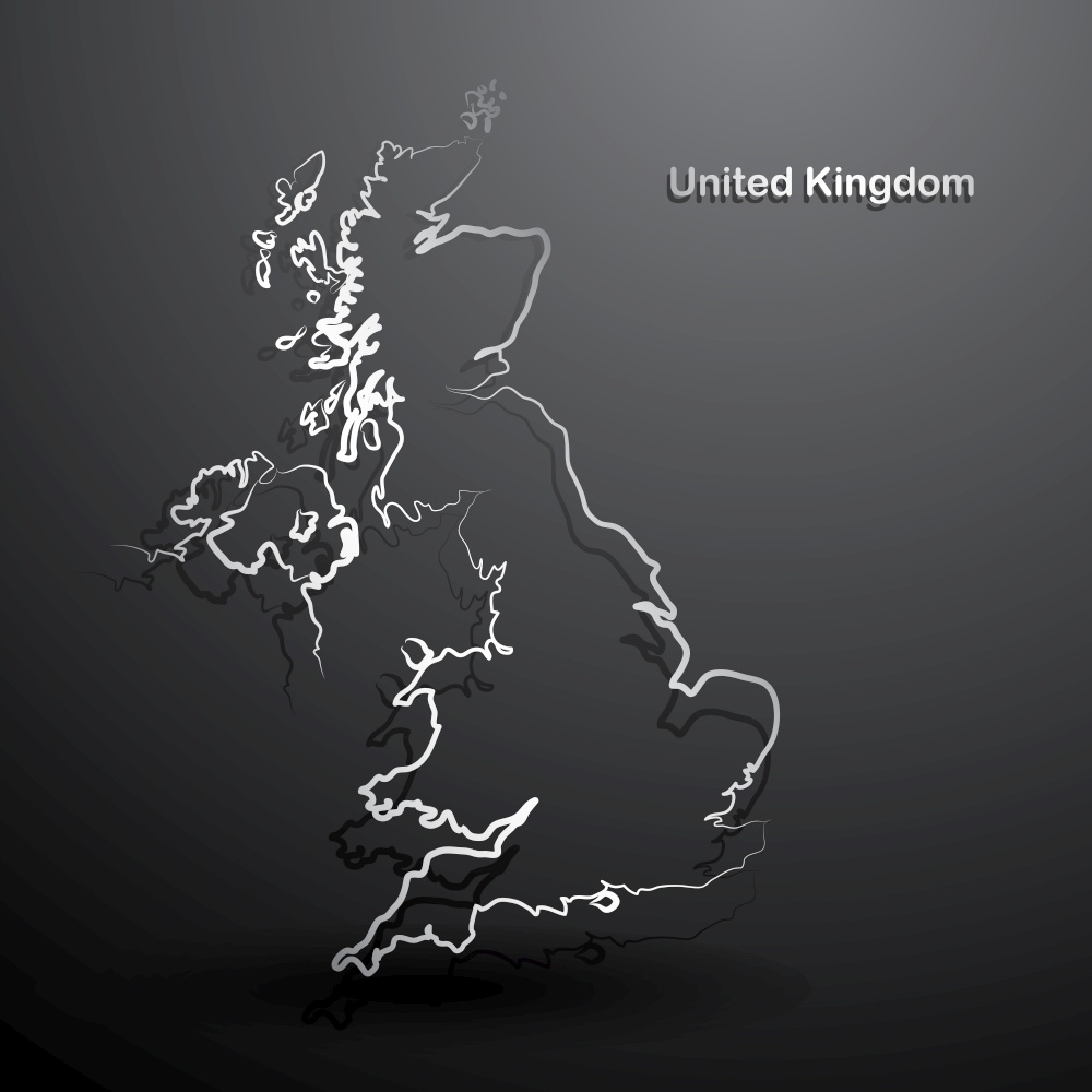 United Kingdom map hand drawn background vector,illustration
