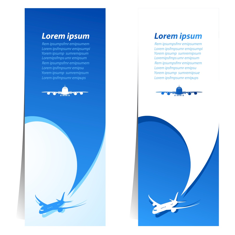 Airplane travel banners vector illustration