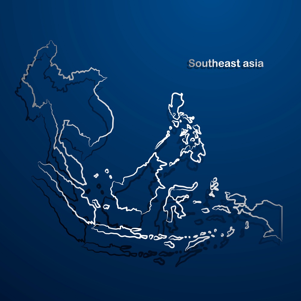Southeast asia  map hand drawn background vector,illustration