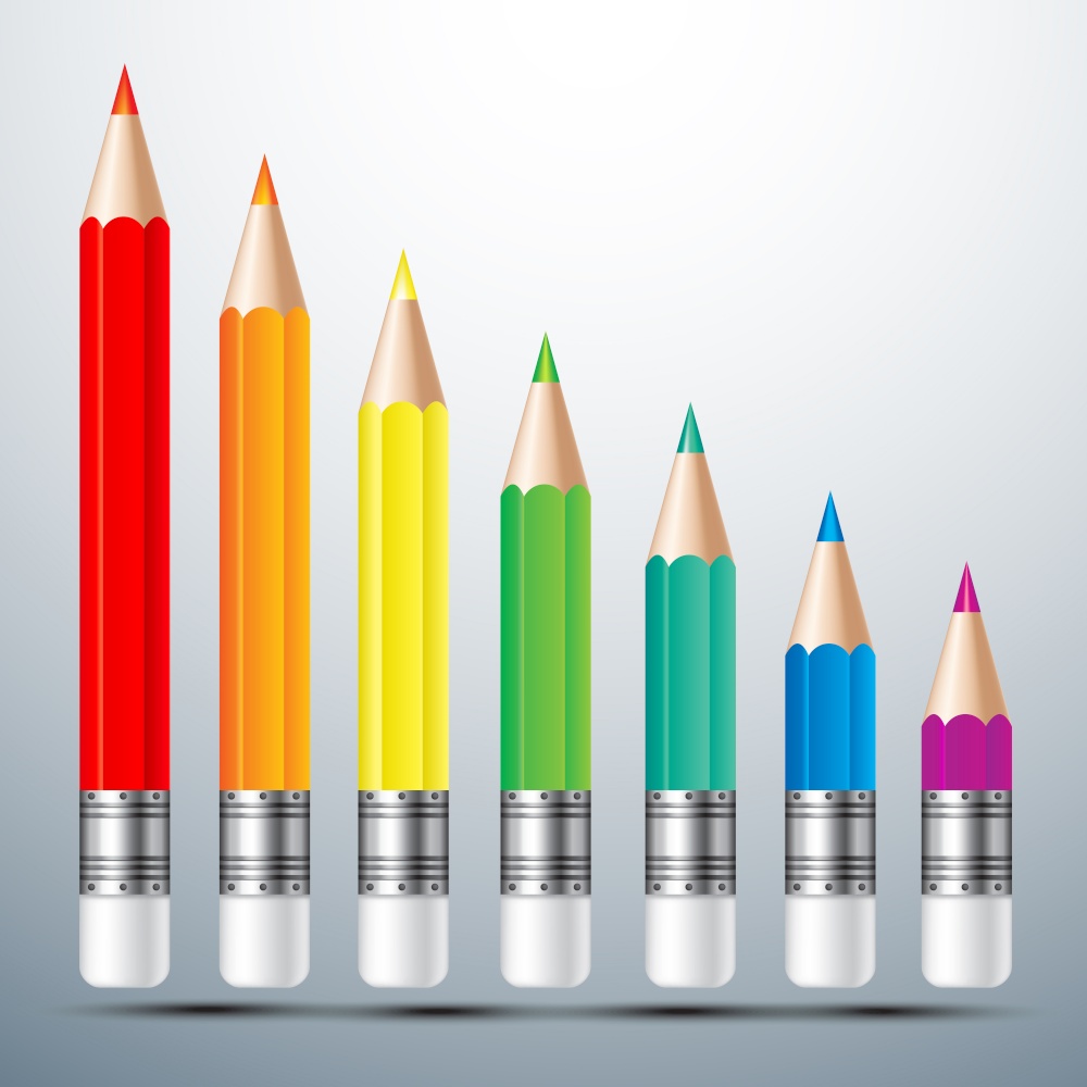 colorful pencil set vector illustration