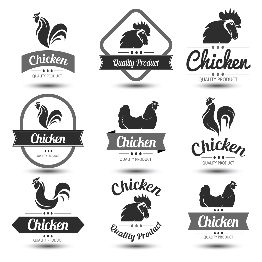 labels and badges set of chicken meat and eggs,vector illustration