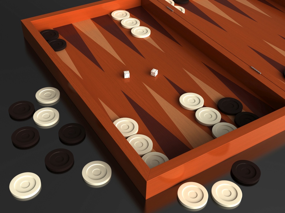 3D render of  traditional backgammon game board
