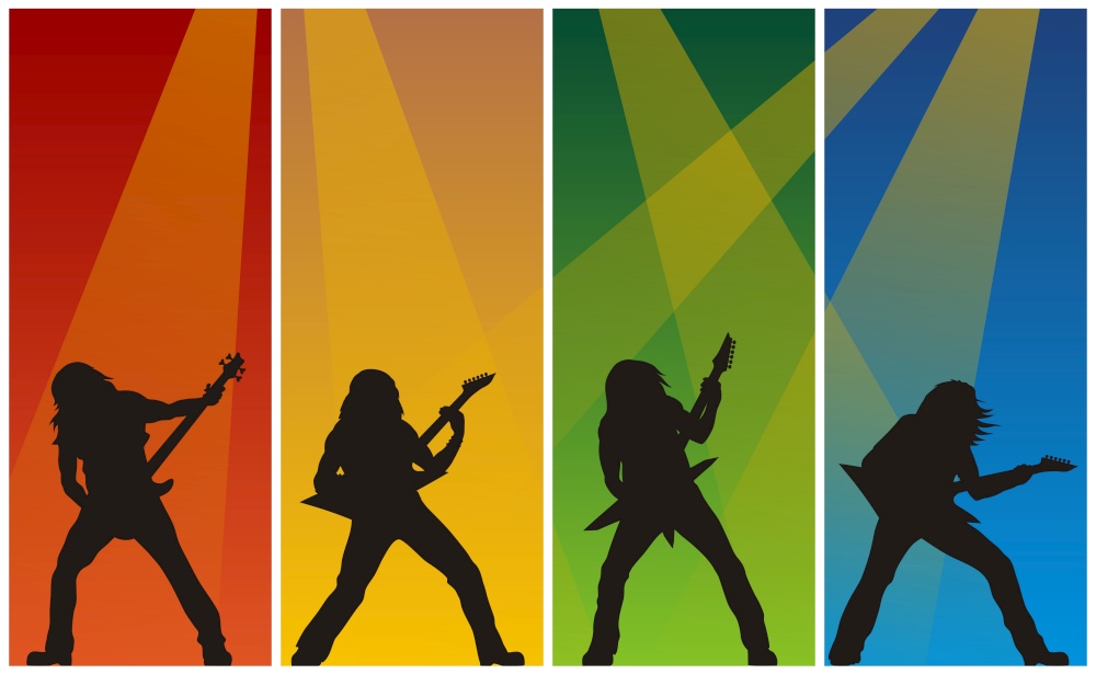 Abstract illustration of rock musicians