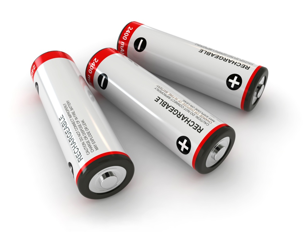 3d render of batteries over white background