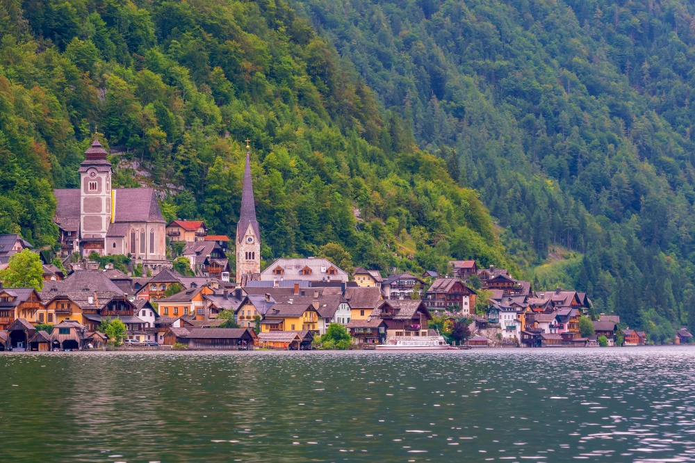 Scenic view of famous Hallstatt village in Austria, Alps. Europe