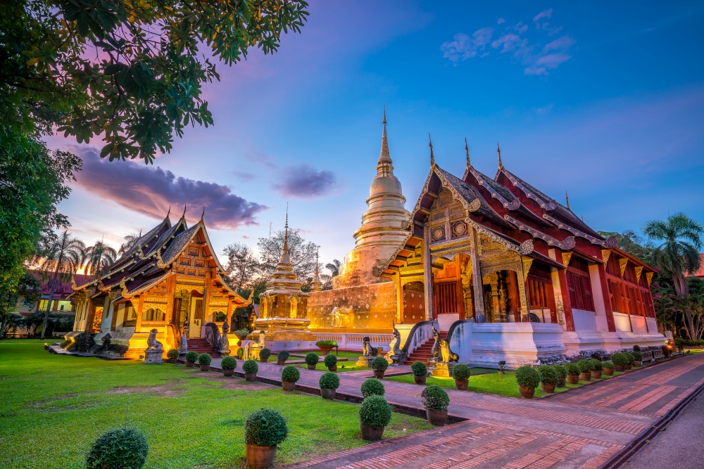Wat Phra Singh temple in the old town center of Chiang Mai,Thailand