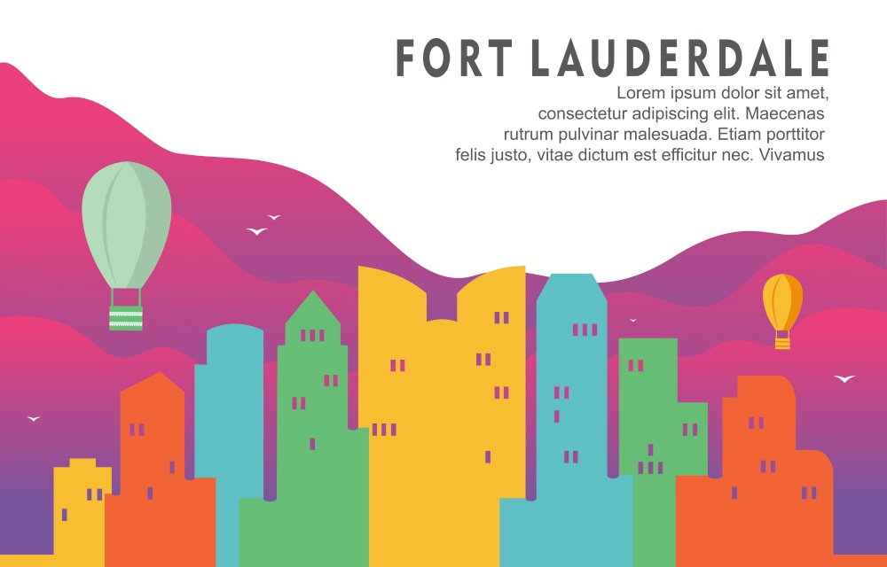 Fort Lauderdale Florida City Building Cityscape Skyline Dynamic Background Illustration