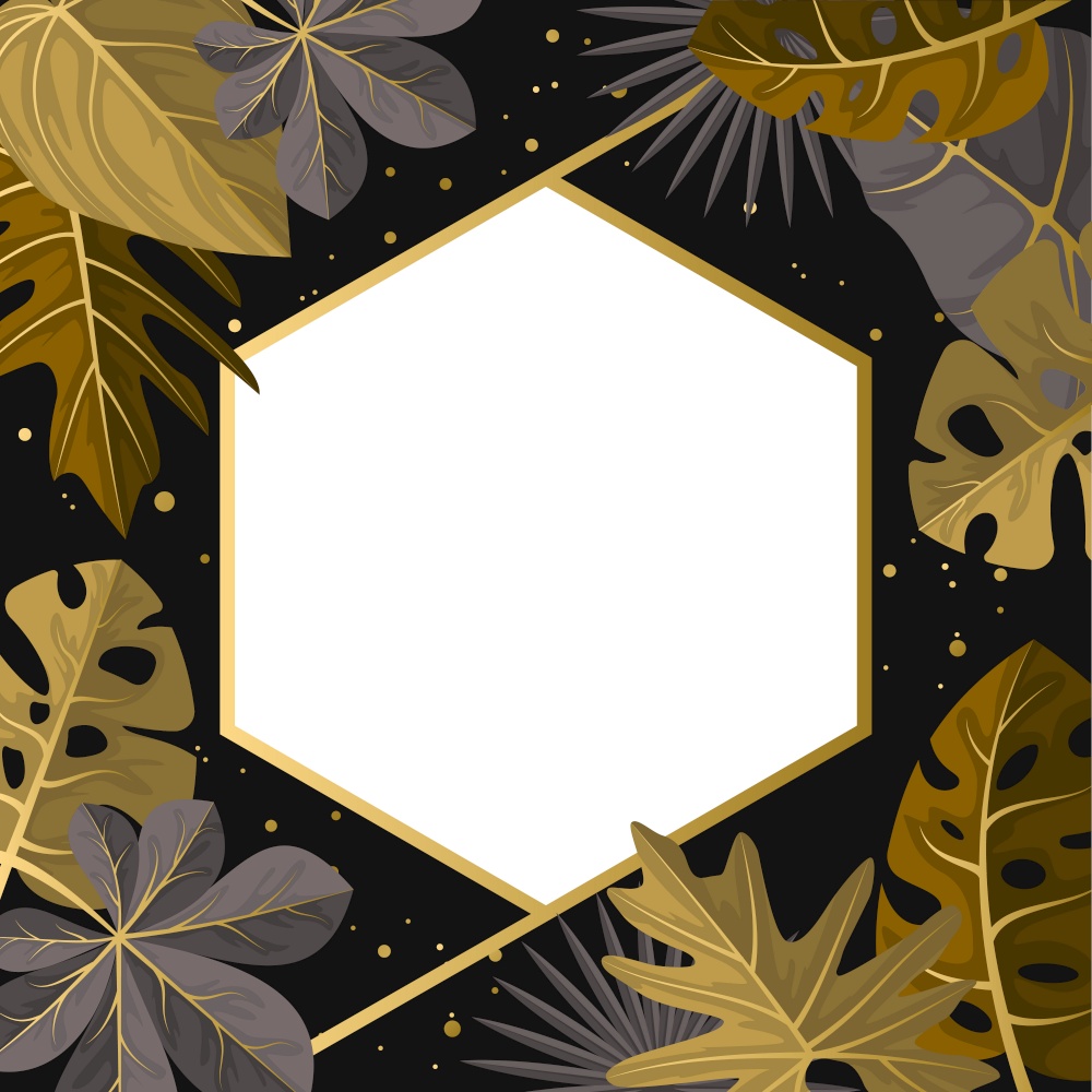 Polygon Golden Tropical Plant Summer Leaf Border Frame Background
