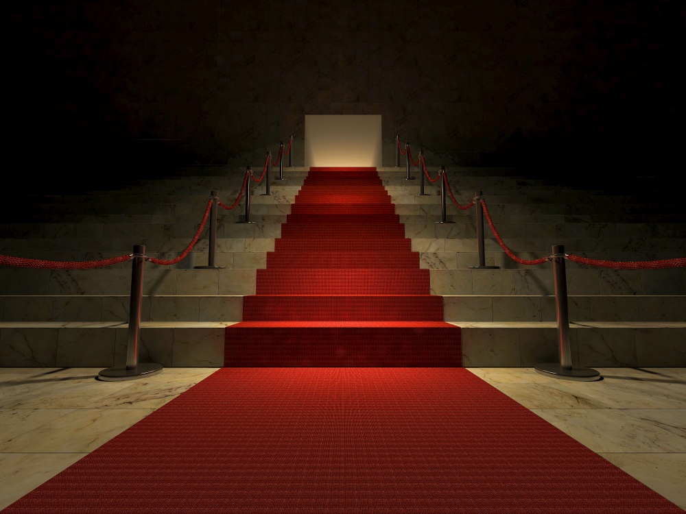 3ds rendered image of the red carpet on marble stair