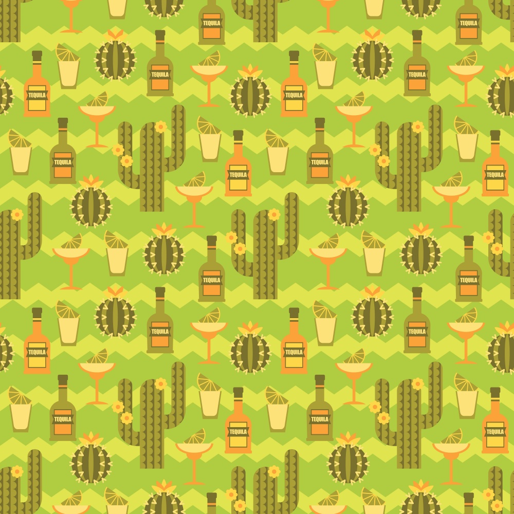 Vector seamless pattern with traditional Mexican symbols. Cinco de Mayo.. Vector seamless pattern with traditional Mexican symbols.