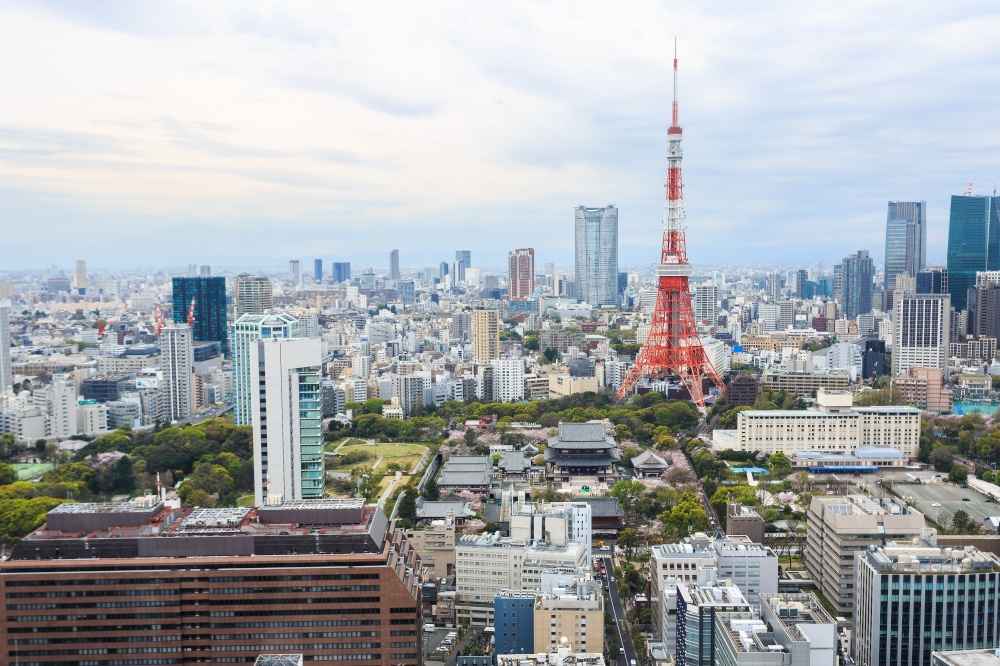 Aerial view Tokyo Tower cityscape Japan.