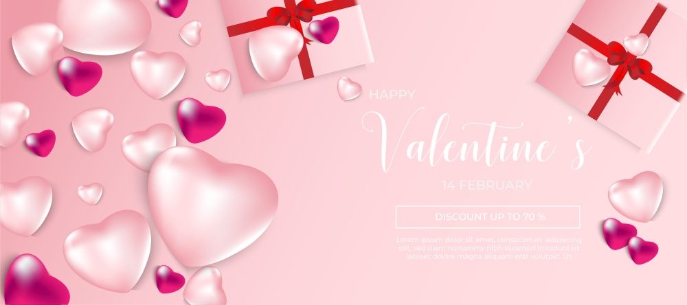 Valentine's day Tag banner Paper heart on Pink Sweet  wallpaper background use for promotion on love celebration