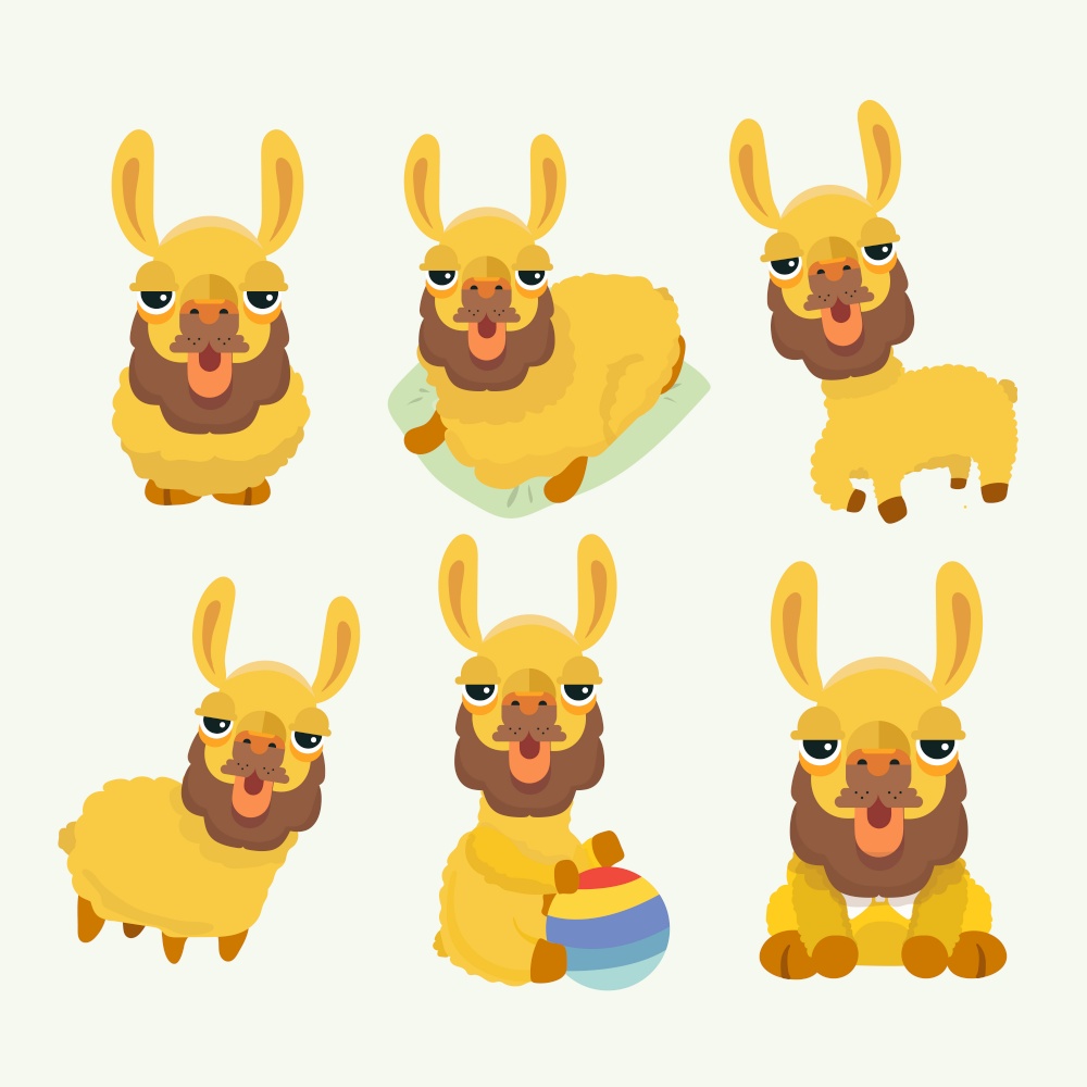 Vector set with cute alpacas.
