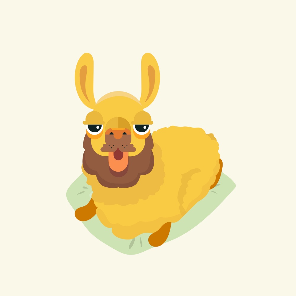 Vector cute llama or alpaca illustration. Funny animal.. Vector cute llama or alpaca illustration.