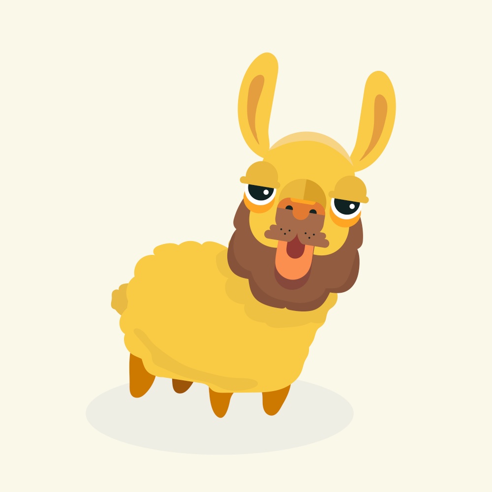 Vector cute llama or alpaca illustration. Funny animal.. Vector cute llama or alpaca illustration.