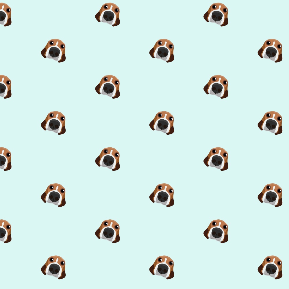 Beagle dog on blue background pattern. Animal seamless pattern design. . Beagle dog on blue background pattern.