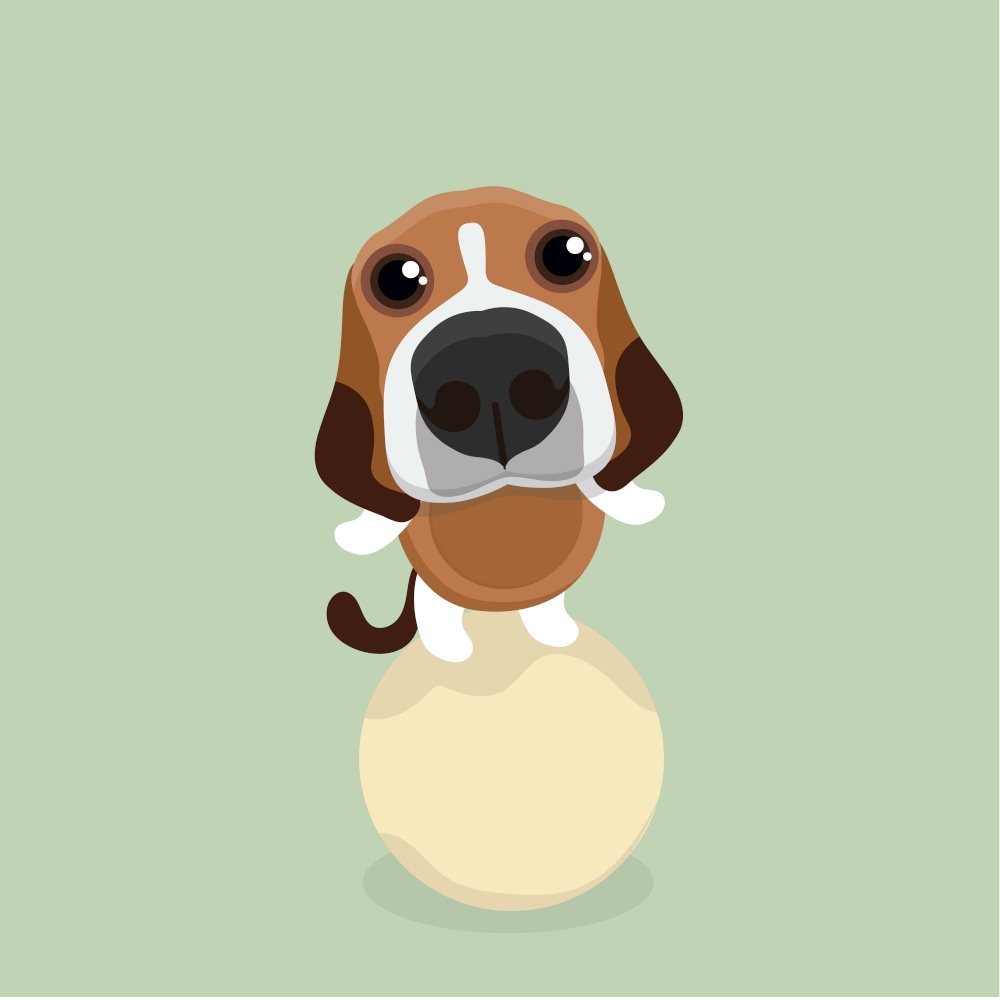 Cartoon happy beagle dog on pastel background.. Cartoon happy beagle dog