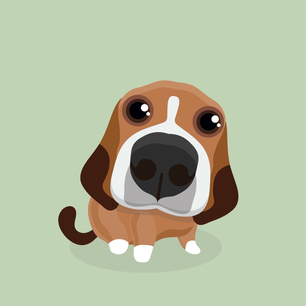 Cartoon happy beagle dog on pastel background.. Cartoon happy beagle dog