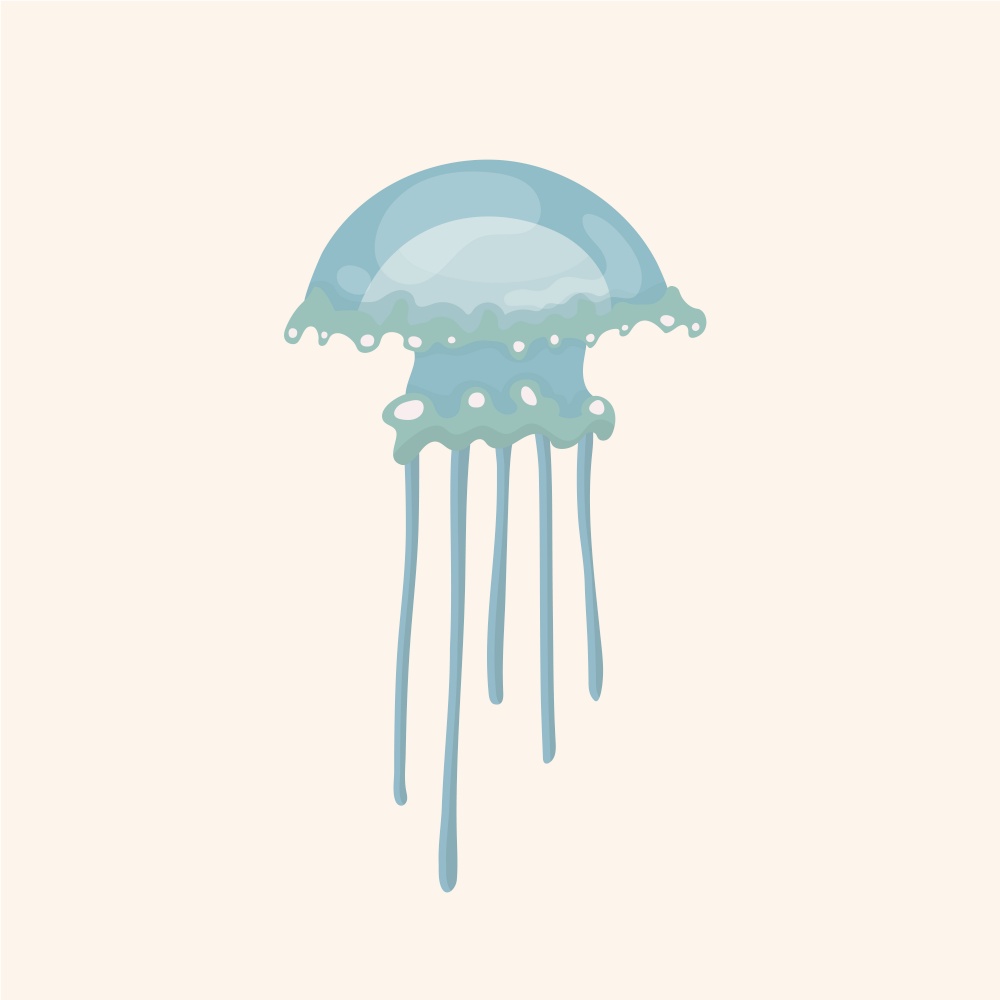 Cute cartoon jellyfish character on pastel background.. Cute cartoon jellyfish character