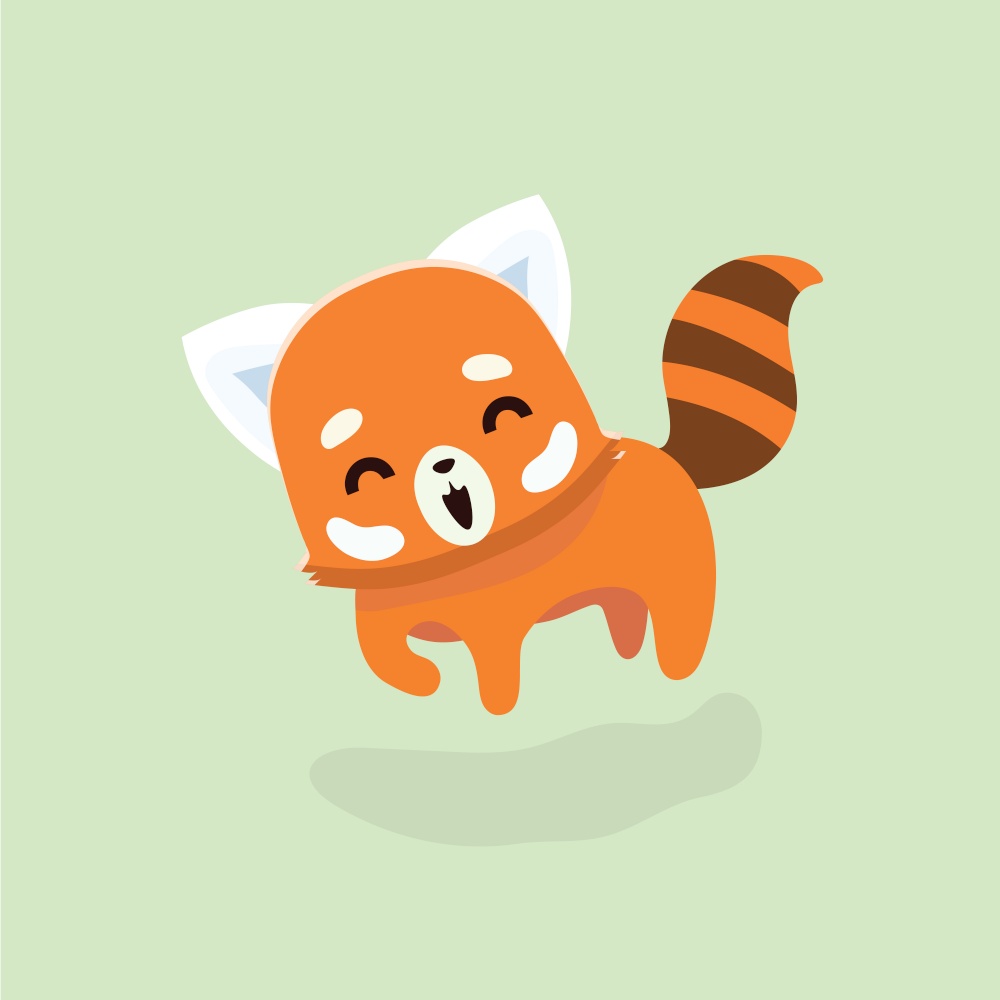 Vector illustration of red panda cartoon style on pastel background.. Vector illustration of red panda cartoon style
