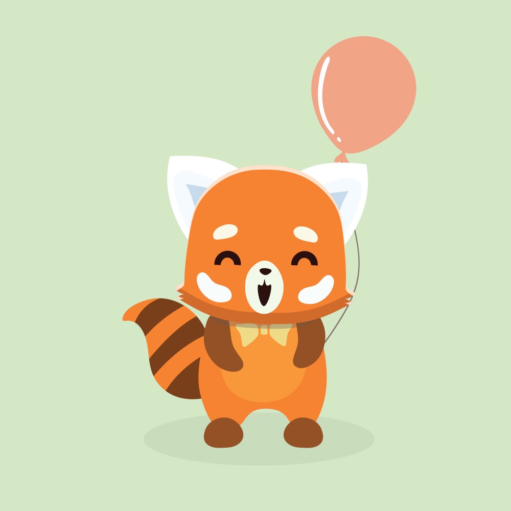 Vector illustration of red panda cartoon style on pastel background.. Vector illustration of red panda cartoon style
