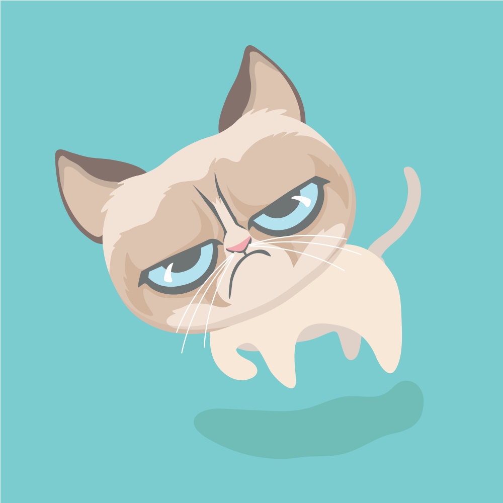 Cute grumpy cat. Vector Illustration.