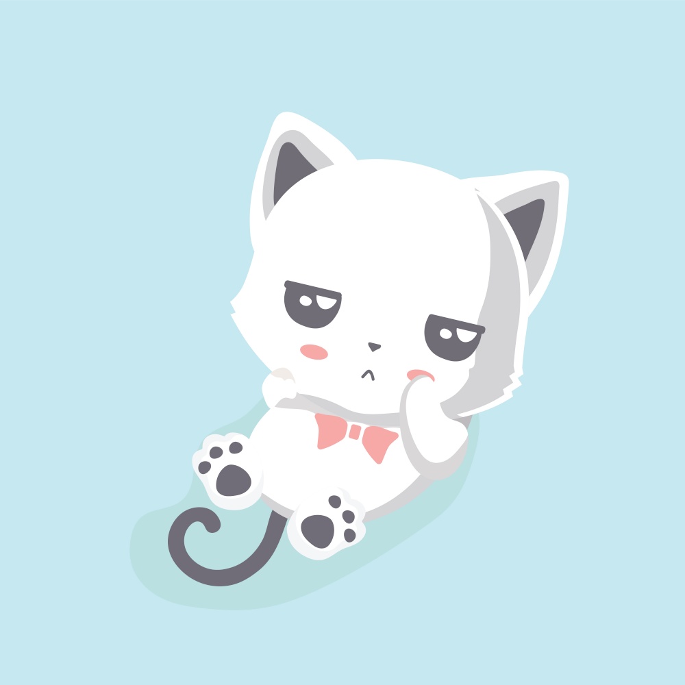 Cute cat illustration on pastel background.