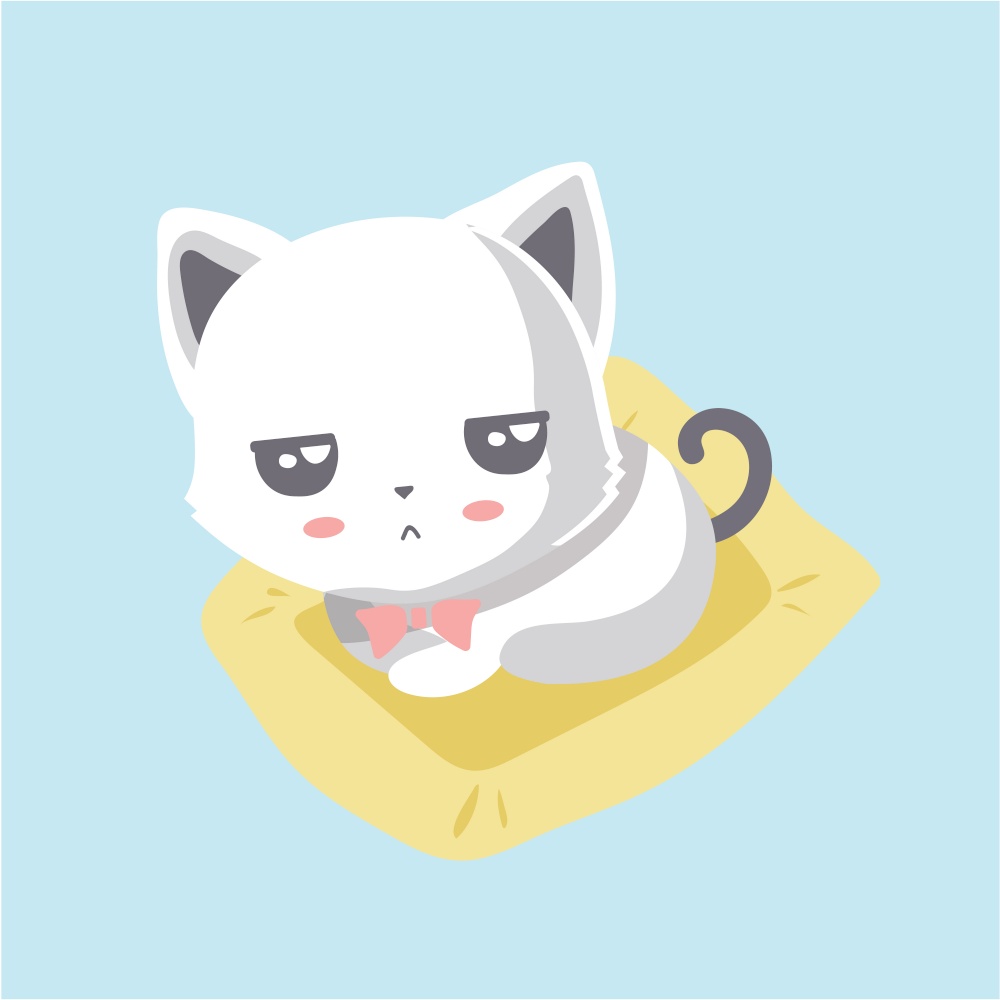 Cute cat illustration on pastel background.