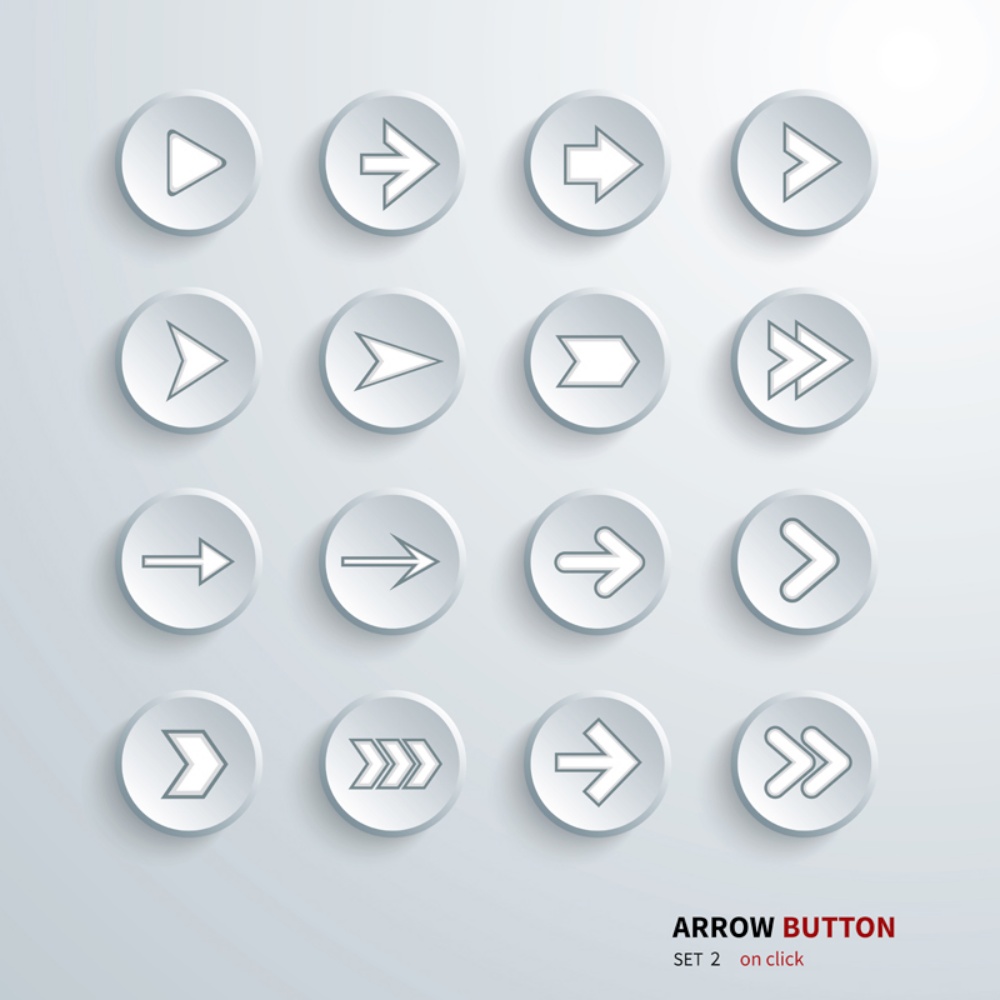button arrow sign icon set.