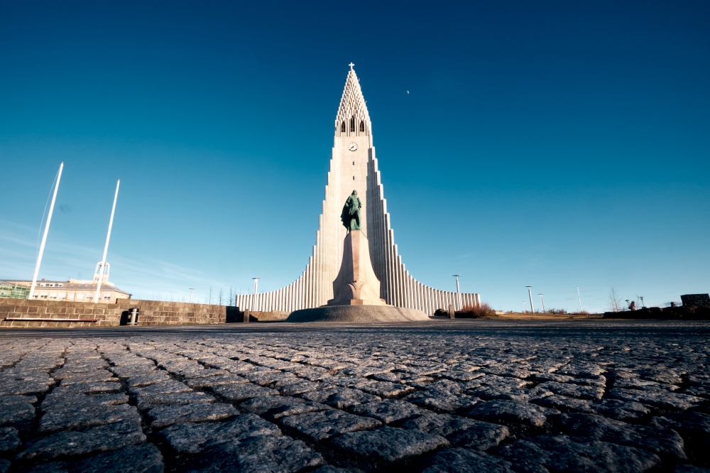 The exterior of Hallgrimskirkja church in Reykjavik, Iceland