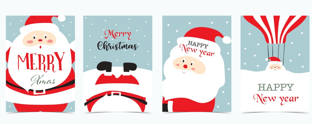 Cute christmas collection with santa claus.Vector illustration for poster,postcard,card,cover