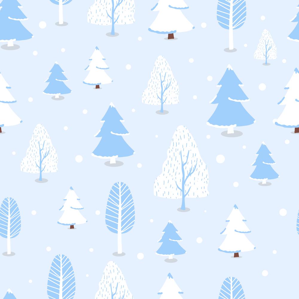 Cute winter seamless pattern with snow,tree for Christmas holiday