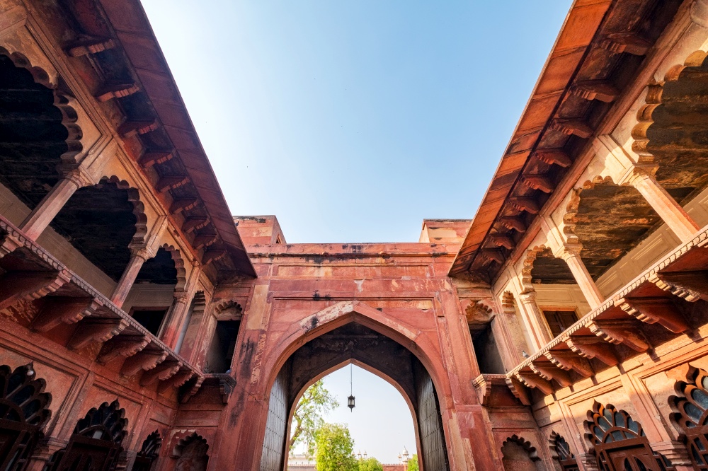 Agra Fort in Agra, Uttar Pradesh, India. UNESCO world heritage. Agra Fort designed and built by the great Mughal ruler Akbar, in about 1565 A.D.. Agra Fort in Agra, Uttar Pradesh, India.